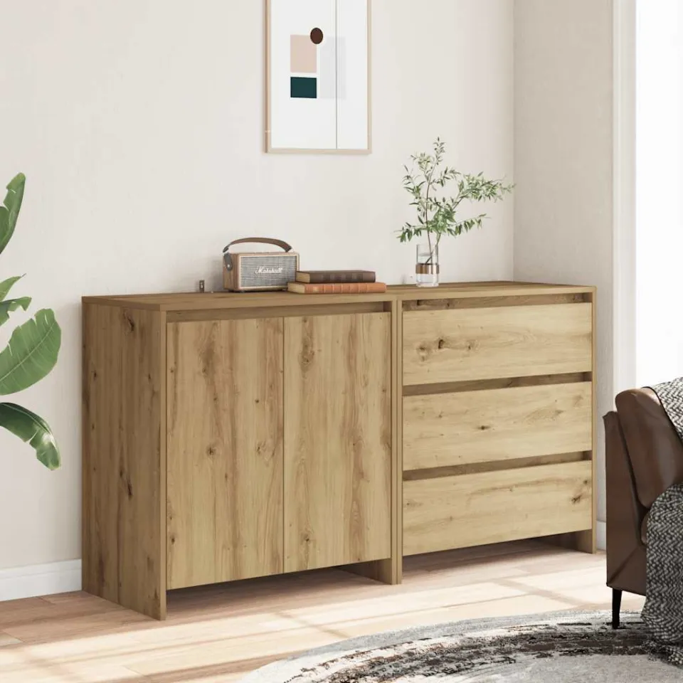 vidaXL 2-delige Dressoirs bewerkt hout artisanaal eikenkleur, foto 2
