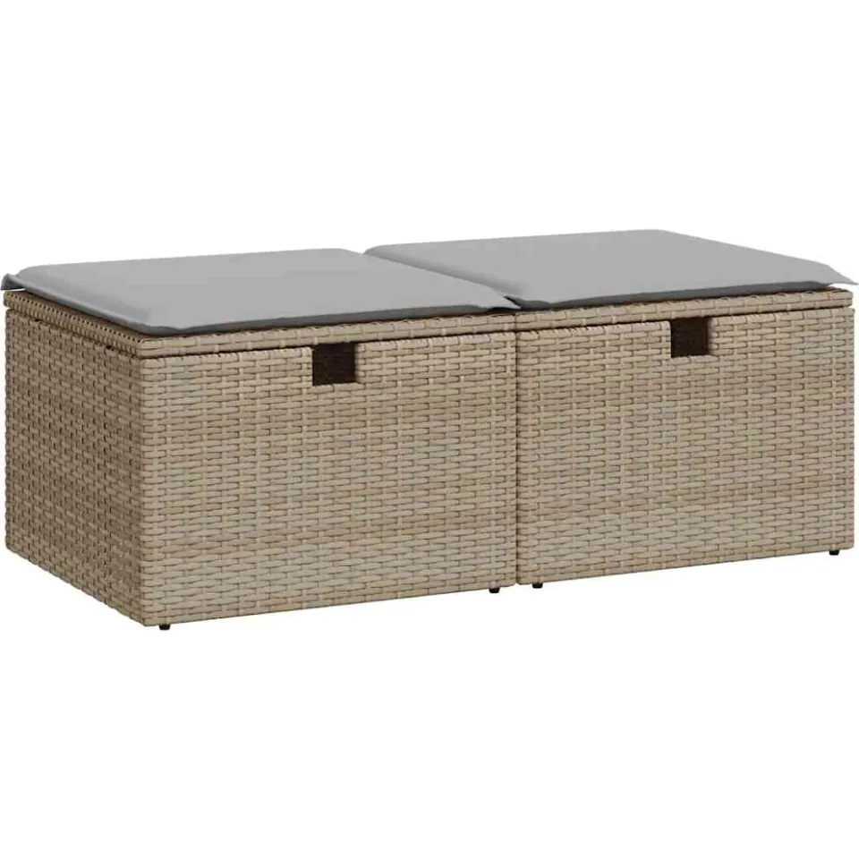 vidaXL 2-delige Loungeset met kussens poly rattan acacia beige