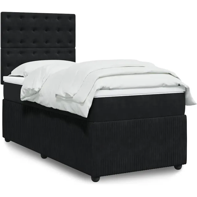 vidaXL Boxspring met matras fluweel zwart 100x200 cm