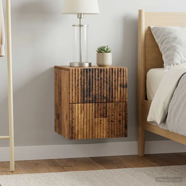 vidaXL Wandbeugel Bedkast 2 st Oud hout 33 x 34,5 x 40 cm Bewerkt hout bruin, foto 2