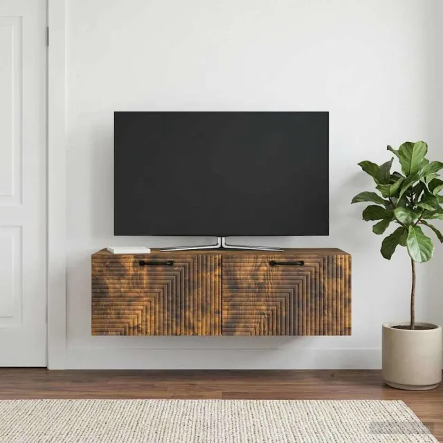 vidaXL Wandbeugel TV-kast Gerookt eiken 98 x 41 x 30 cm Bewerkt hout, foto 2