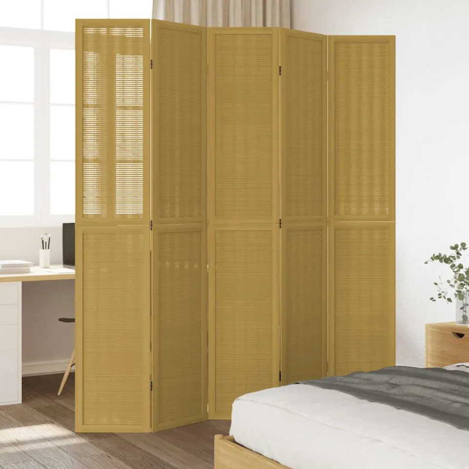 vidaXL Kamerscherm met 5 panelen massief paulowniahout bruin, foto 4