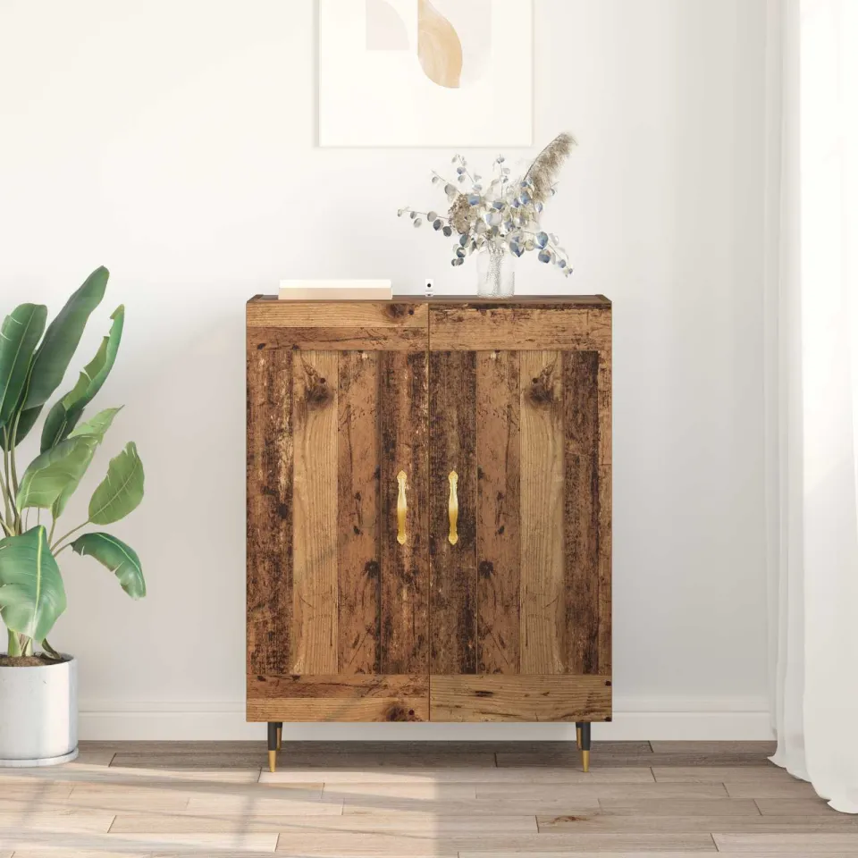 vidaXL Dressoir Oudhout 69,5 x 34 x 90 cm Bewerkt hout bruin, foto 3