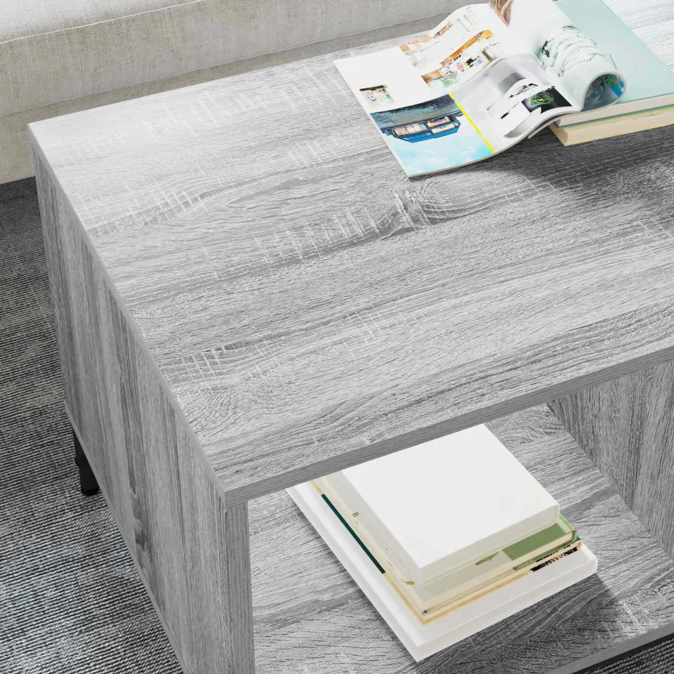 vidaXL Salontafel Grijs Sonoma 90 x 49 x 46 cm Bewerkt hout, foto 3