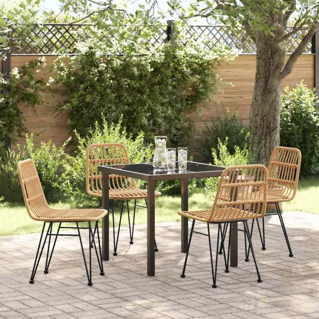 vidaXL Tuin eettafelset 5 st Bruin Gepoedercoat staal, foto 2