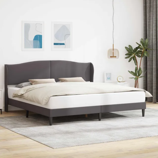 vidaXL Bedframe met hoofdeinde Grijs 200 x 200 cm Kunstleer