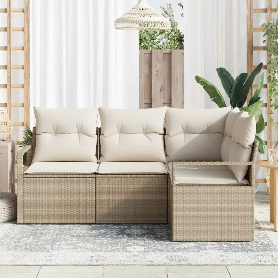 vidaXL Bankstel 4 pcs Beige poly rattan, foto 3