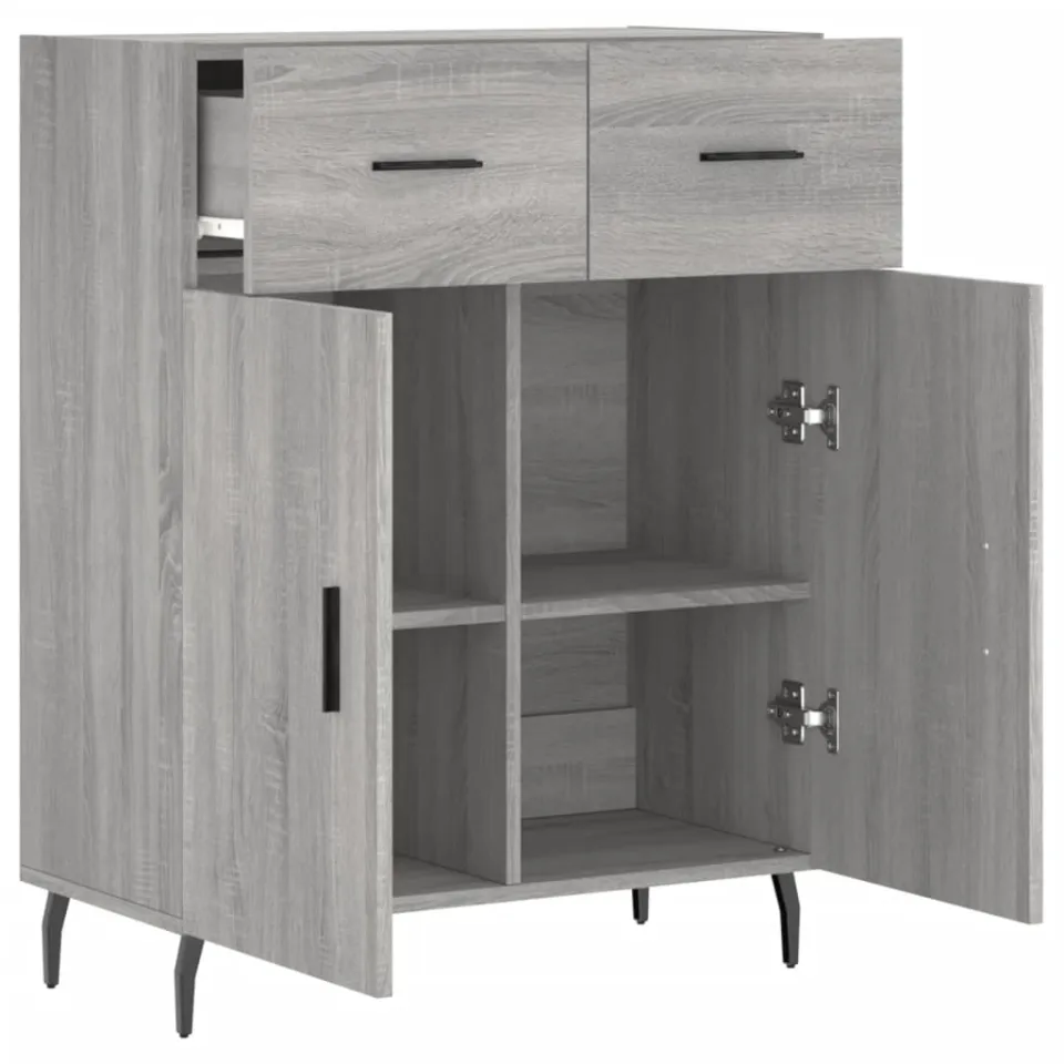 vidaXL Dressoir 69,5x34x90 cm bewerkt hout grijs sonoma eikenkleurig