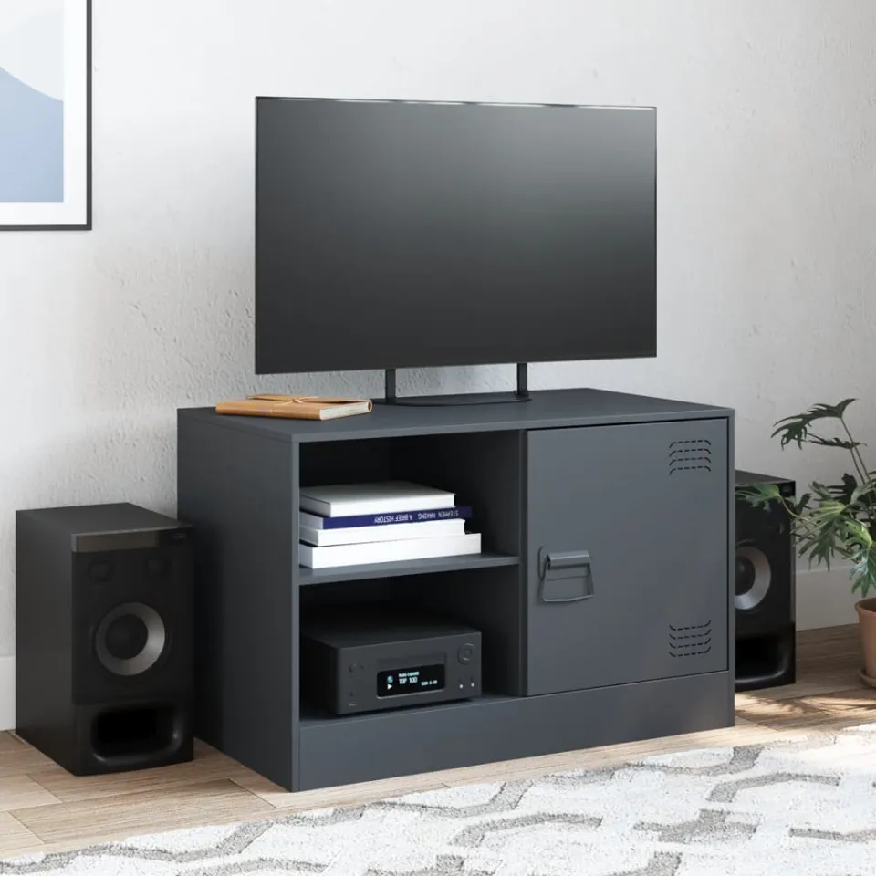 vidaXL Tv-meubel 67x39x44 cm staal antracietkleurig, foto 3