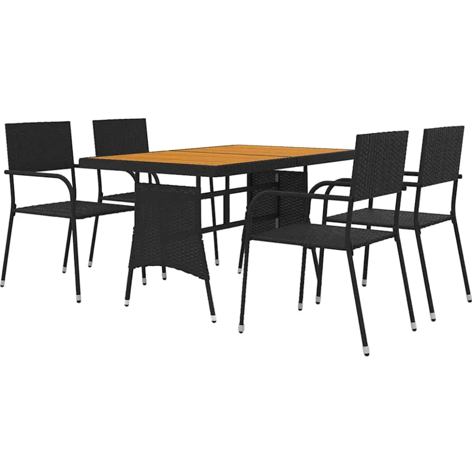 vidaXL 5-delige Tuinset poly rattan zwart, foto 3