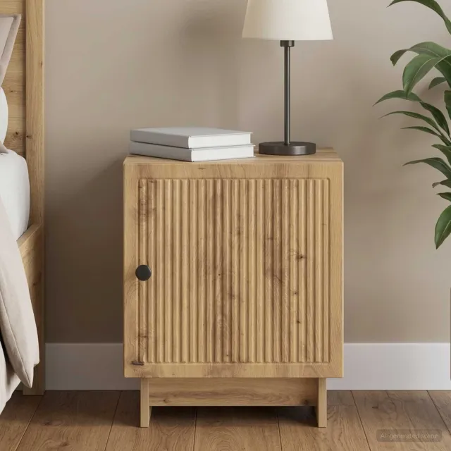 vidaXL Nachtkastje Artisanaal eiken 43 x 34,5 x 50 cm Bewerkt hout Bruin