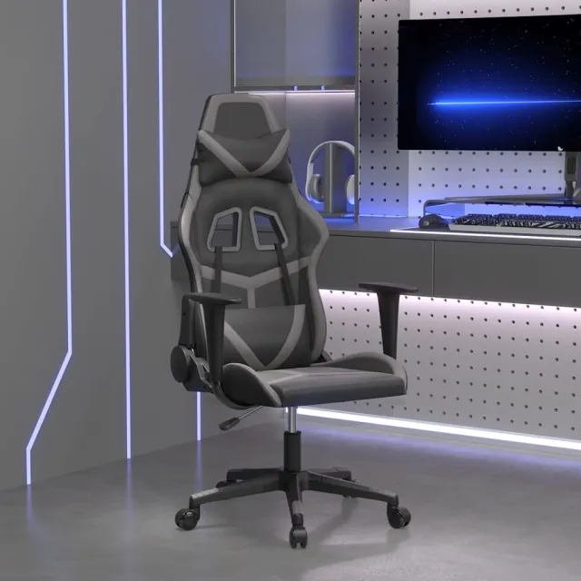 vidaXL Massage gamestoel kunstleer zwart en rood, foto 2