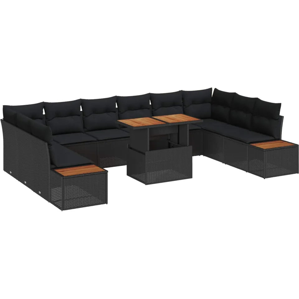 vidaXL Tuin Sofa Set 11 st Zwart Poly riet
