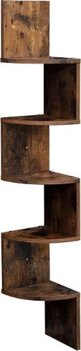 MAZAZU Wandplank Hoek - Hoekplank - Industrieel Wandrek - Hout - 20x20x127,5 cm - Bruin