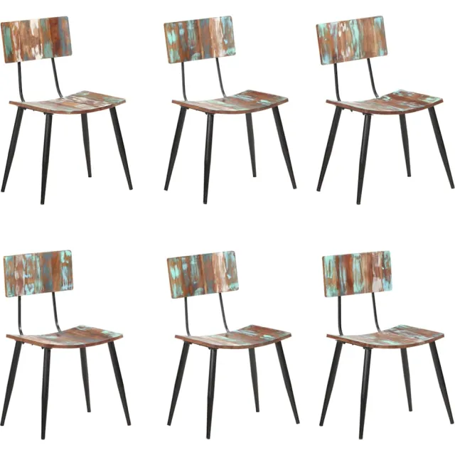 vidaXL Eetkamerstoelen 6 st massief gerecycled hout Meerkleurig