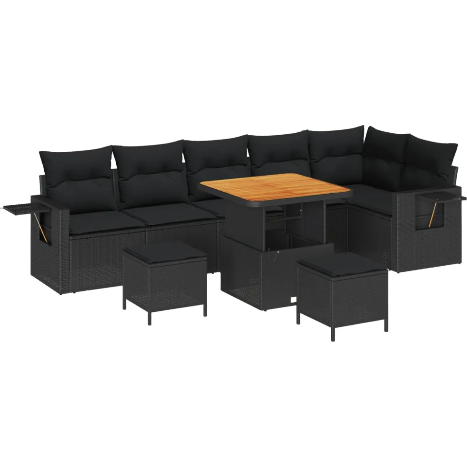 vidaXL Tuinbankenset 11 st Zwart poly rattan