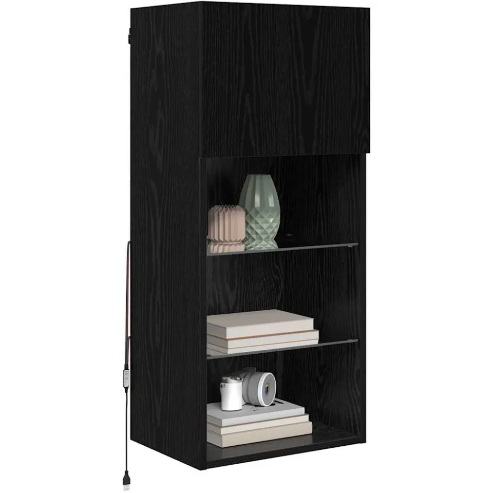 vidaXL Wandgemonteerd tv-meubel 40,5 x 30 x 90 cm Zwart Eiken