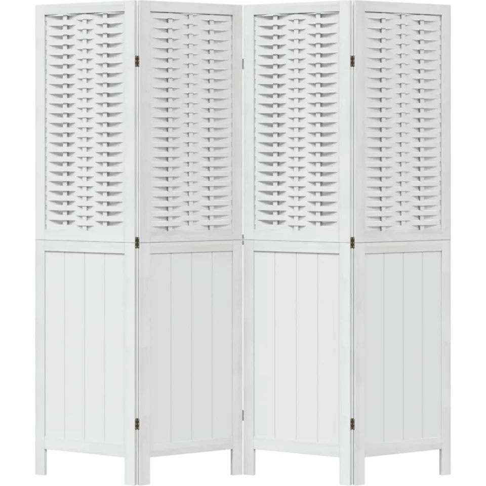 vidaXL Kamerscherm met 4 panelen massief paulowniahout wit, foto 3