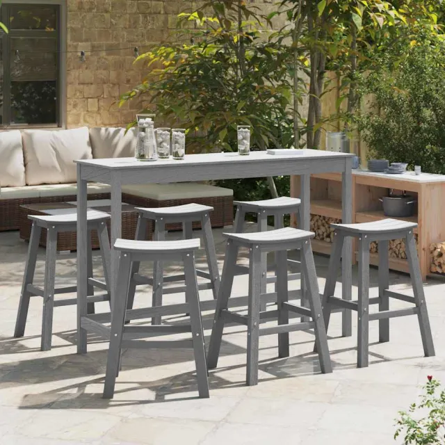 vidaXL Tuin Bar Set 6 st Lichtgrijs HDPE