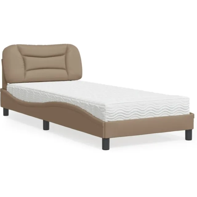 vidaXL Bed met matras "Hvar" kunstleer cappuccinokleurig 90x190 cm Bruin