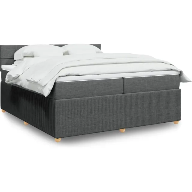 vidaXL Boxspring met matras stof donkergrijs 200x200 cm grijs