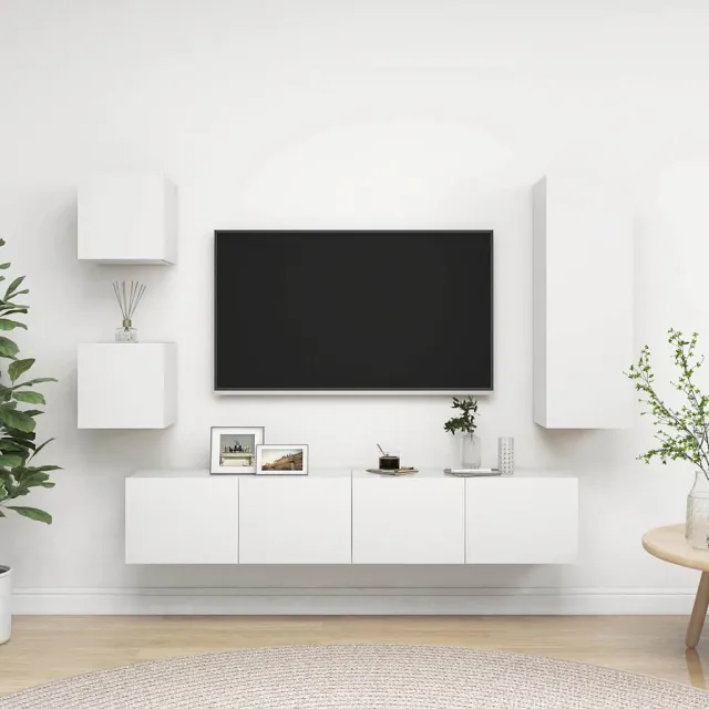 vidaXL 5-delige Tv-meubelset bewerkt hout wit, foto 2