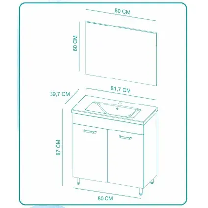 Royo Badmeubelset Ava 80cm 2 Deuren Wit En Zwart, foto 2