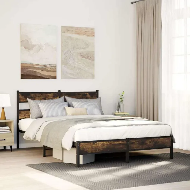 vidaXL Bedframe met hoofdbord zonder matras sonoma eiken 160x200 cm Bruin