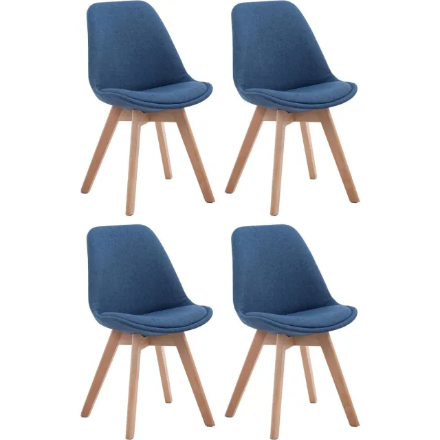 CLP Borneo V2 Set van 4 eetkamerstoelen - Stof blauw natura