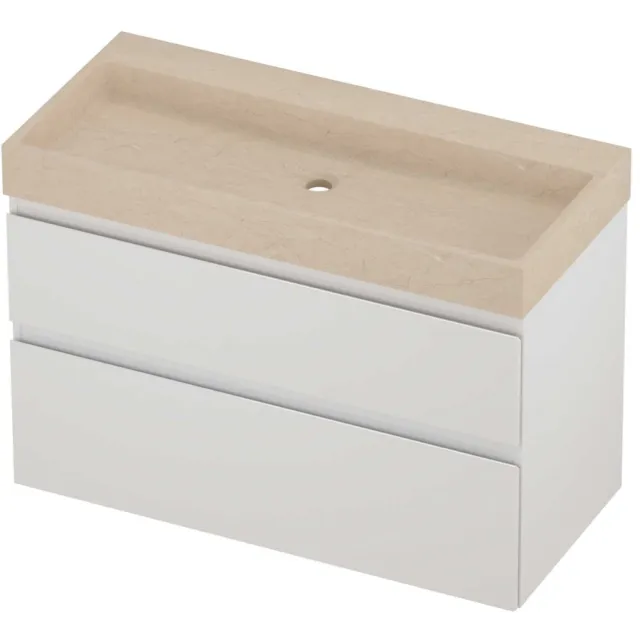 Proline Evoli Badmeubelset Hardsteen Loft Zonder Kraangat 100x46x70 cm Sand Stone Glans Wit