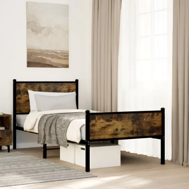 vidaXL Bedframe zonder matras metaal bruin eikenkleurig 80x200 cm