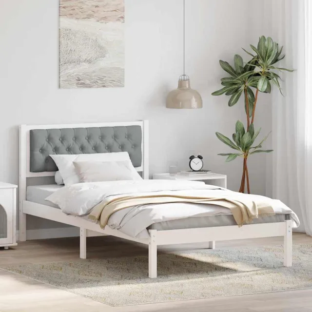 vidaXL Bedframe Lichtgrijs 100 x 200 cm Massief grenenhout wit