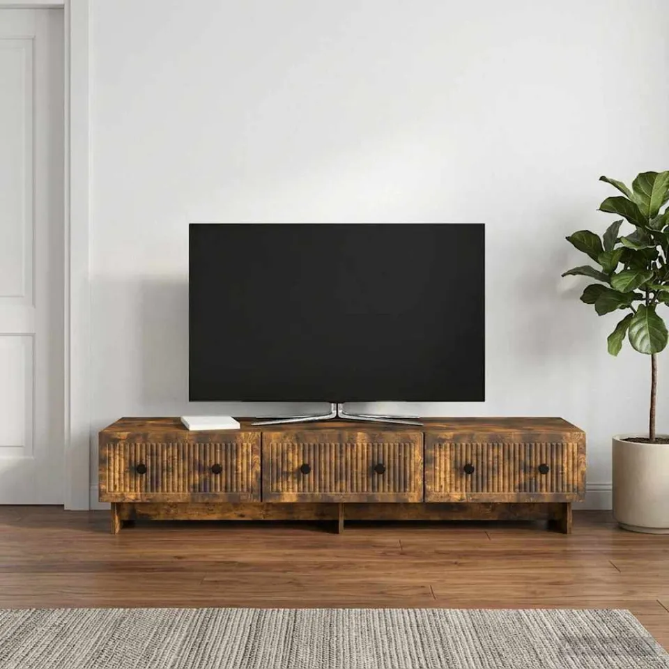 vidaXL Tv-meubel 147 x 34,5 x 30 cm Gerookt eiken Bewerkt hout, foto 4