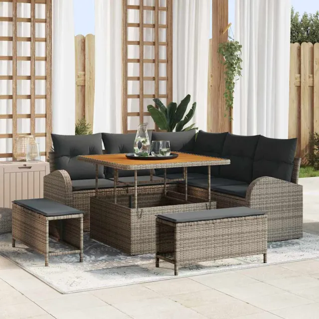 vidaXL Tuinbankenset 8 st Grijs poly rattan, foto 2