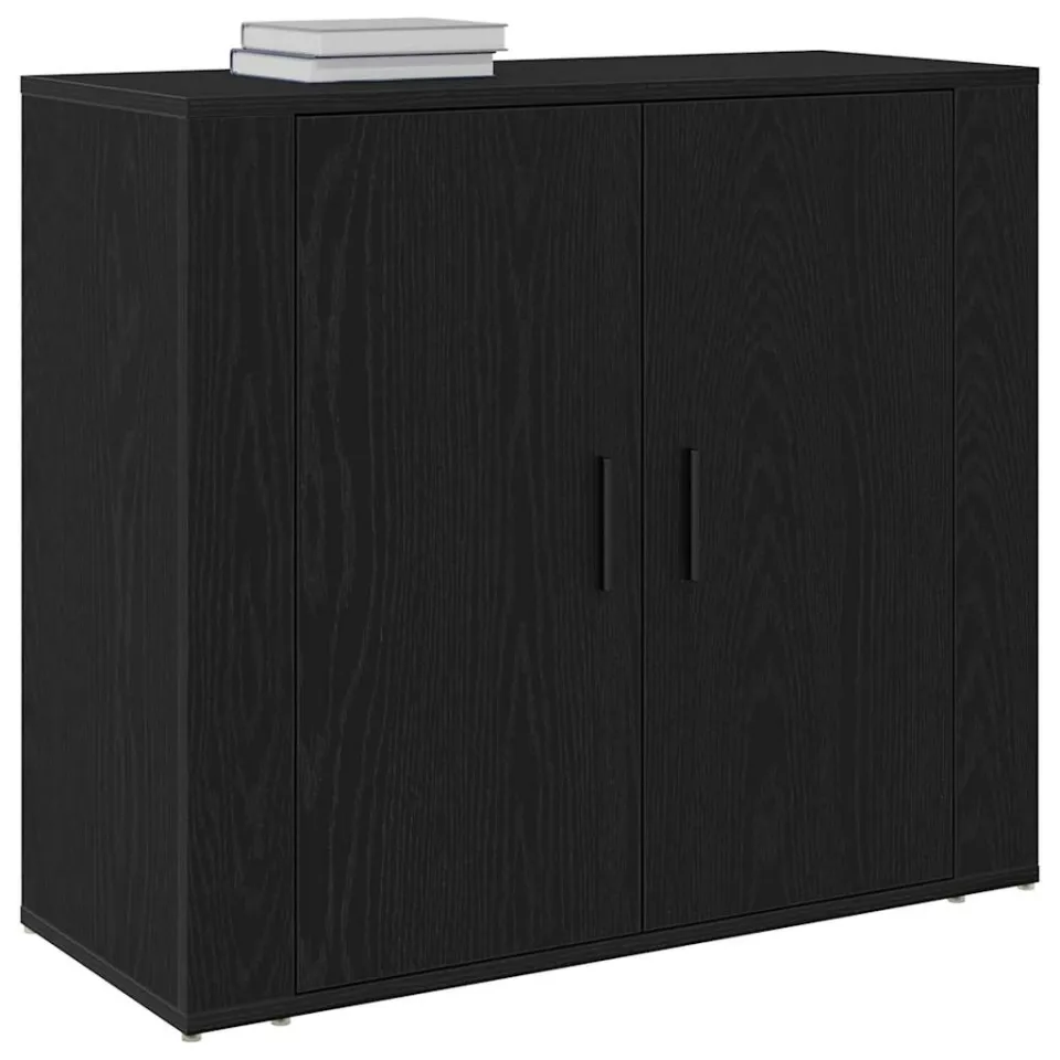 vidaXL Dressoir Zwart Eiken 80 x 33 x 70 cm Bewerkt hout