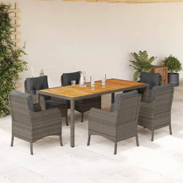 vidaXL 7-delige Tuinset met kussens poly rattan grijs, foto 2