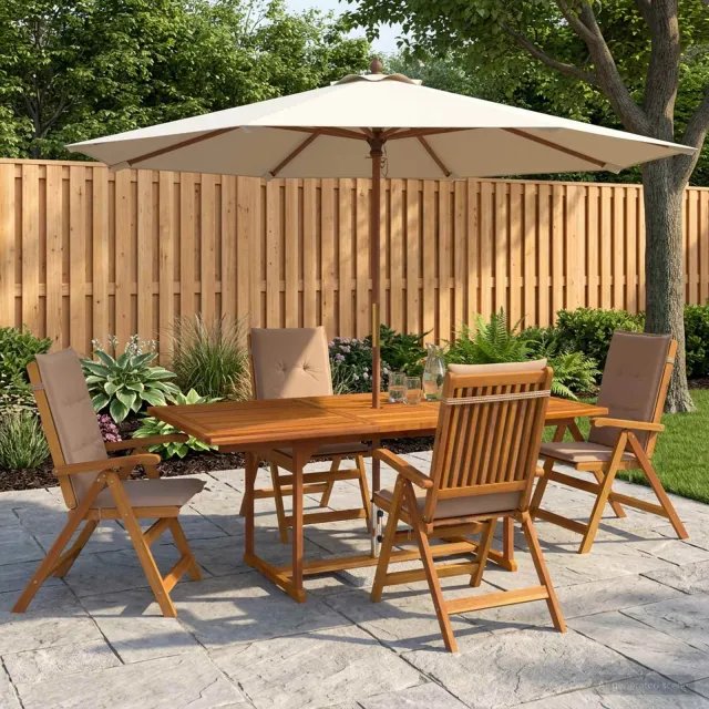 vidaXL 5-delige tuin eetset Naturel Massief Acaciahout, foto 2