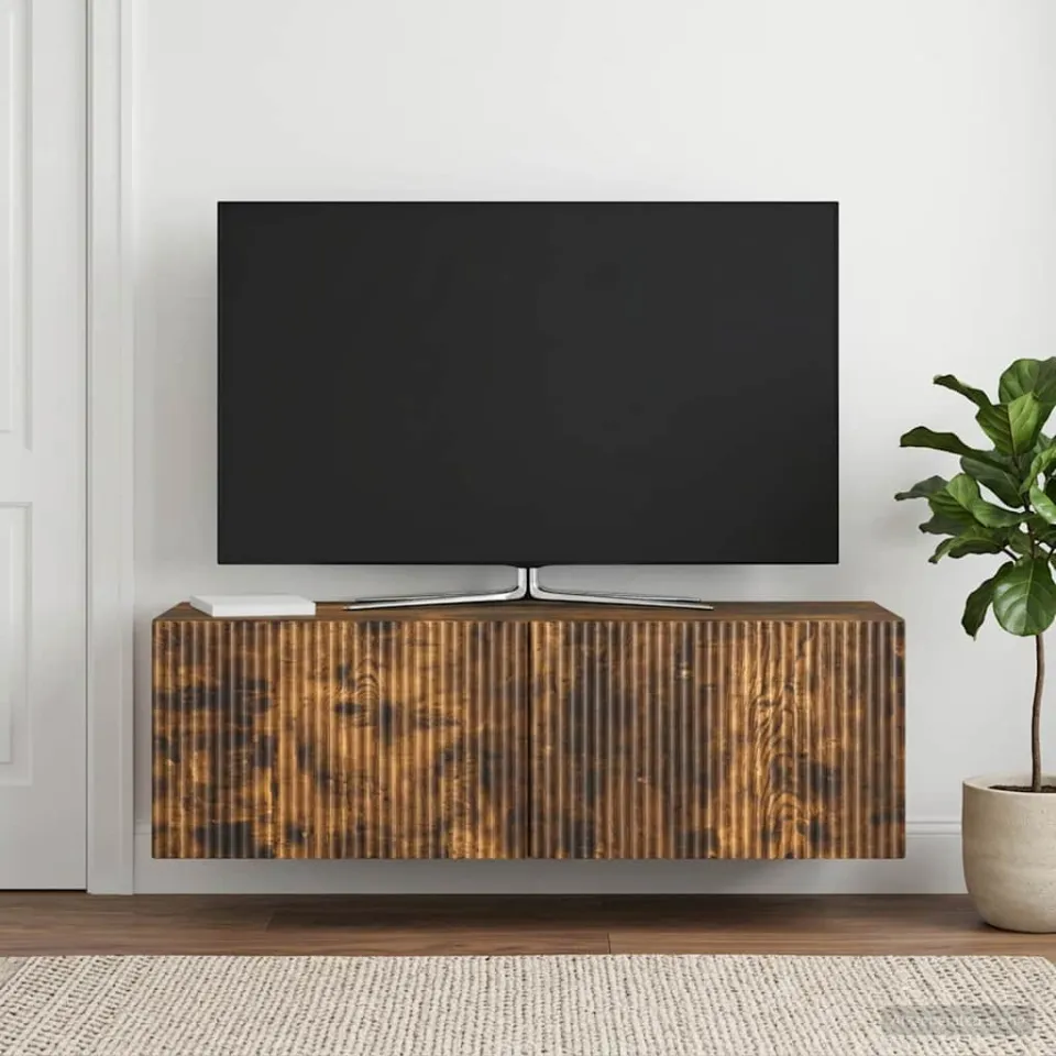 vidaXL Wandbeugel TV-kast 98 x 31 x 30 cm Gerookt eiken Bewerkt hout, foto 4