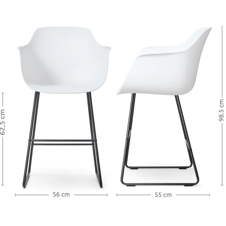 Nolon Nino-Puk barkruk wit - zwart onderstel - 65 cm, foto 3