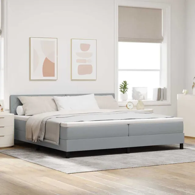 vidaXL Boxspring bed met hoofdeinde Lichtgrijs 200 x 200 cm Stof