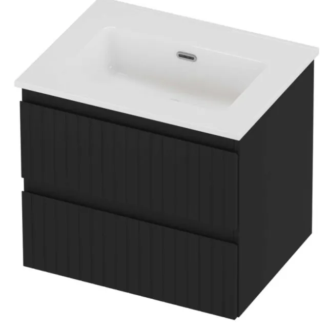 Proline Tribute Badmeubelset Porselein Elegant Gefreesd 60x46x54 cm Glans Wit Mat Zwart