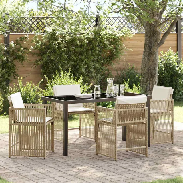 vidaXL Tuin eettafelset 5 st Beige poly rattan, foto 2