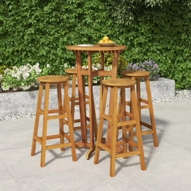 vidaXL 5-delige Tuinbarset massief acaciahout bruin, foto 2