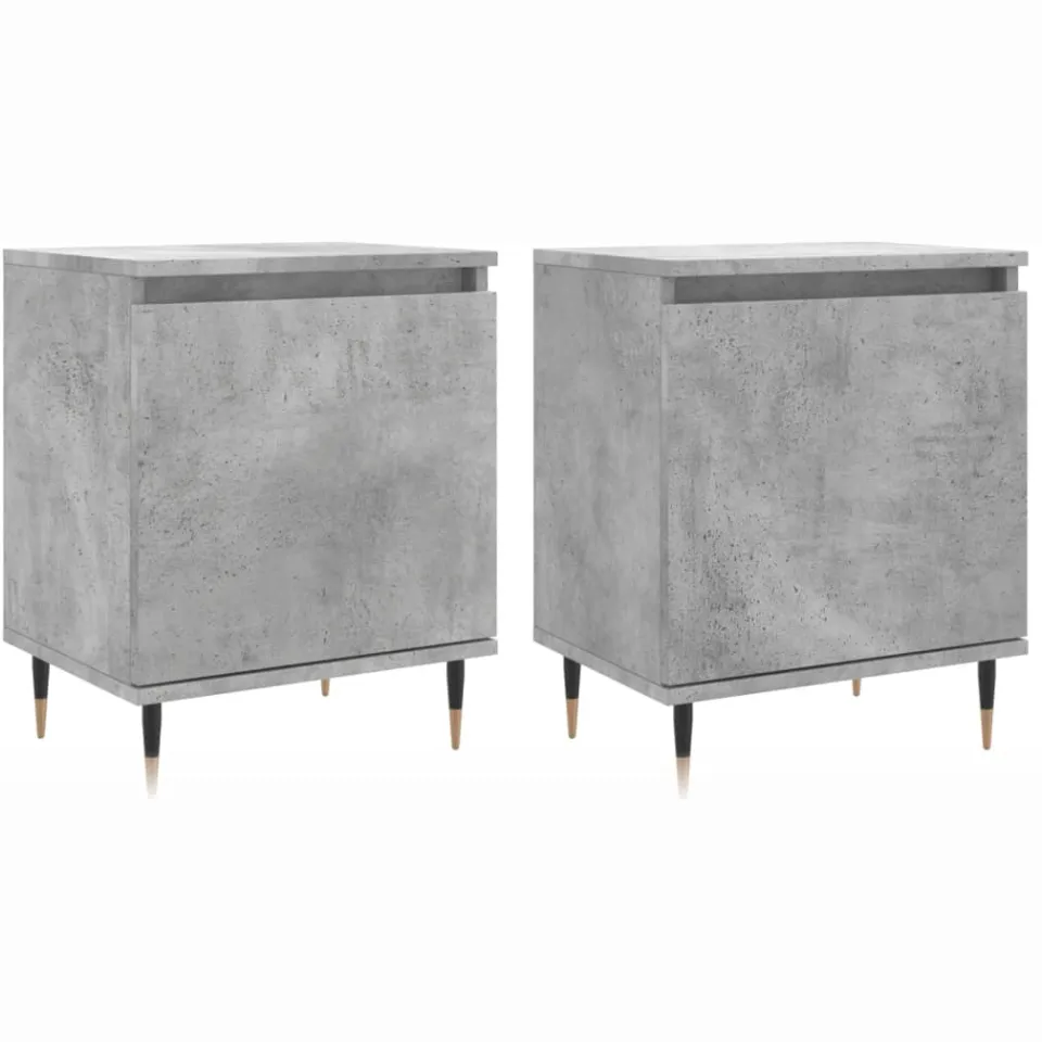 vidaXL Nachtkastjes 2 st 40x30x50 cm bewerkt hout betongrijs grijs, foto 3