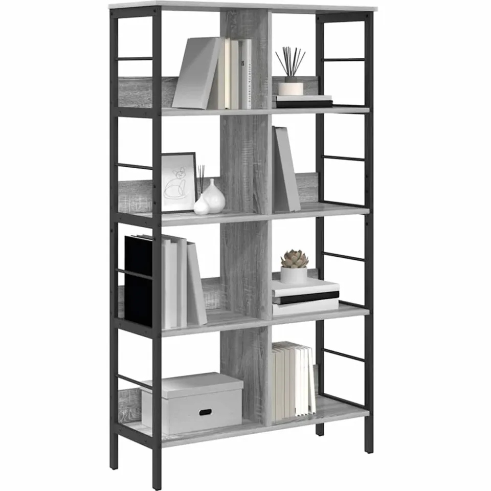 vidaXL Boekenkast Grijs Sonoma 82 x 32 x 144,5 cm Bewerkt hout 8-laags