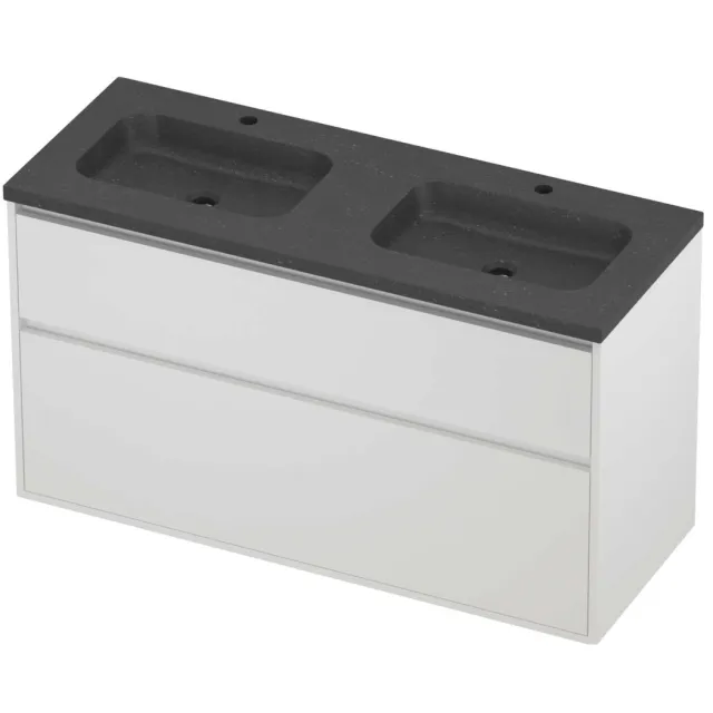 Proline Rollo Badmeubelset Hardsteen Elegant 2 Laden 120x46x67 cm Blue Stone Mat White Mat Wit