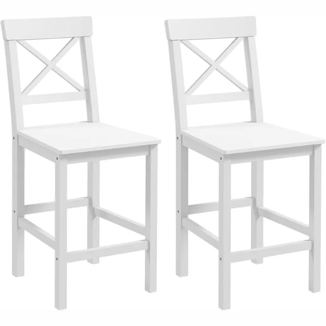 Lunpog Set barkrukken - 2 krukken - Barkruk in landelijke stijl - Hoogte 60 cm - Met voetensteun - Afmetingen: 41 x 46 x 97,5 cm - Wit