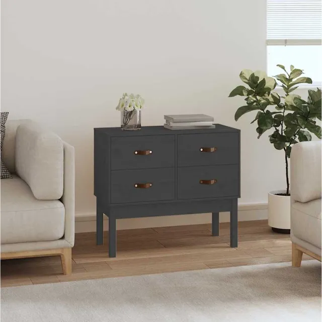 vidaXL Wandkast 90x40x78 cm massief grenenhout grijs, foto 2