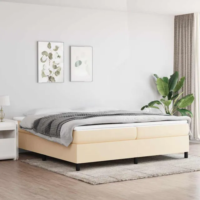 vidaXL Boxspring bed stof crèmekleurig 200x200 cm