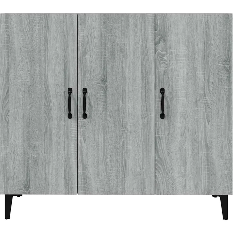 vidaXL Dressoir 90x34x80 cm bewerkt hout grijs sonoma eikenkleurig, foto 4